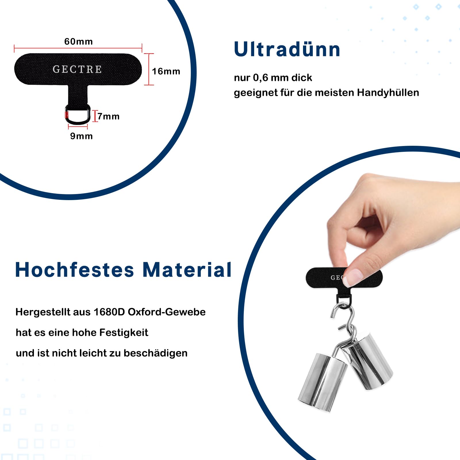 Gectre Universele Telefoonketting – Geschikt Voor Alle Smartphones, Met 2 Sterke Nylon Patches, Verstelbaar Tot 160 Cm, Lichtgrijs – Ideaal Voor Fotografie, Fietsen En Wandelen 4 miniatura
