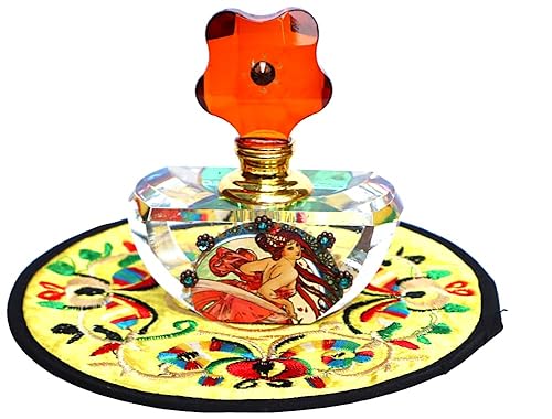 Elegant Art Nouveau Glass Perfume Bottle with Hand-Painted Accents and Crystal Rhinestones - Vintage Bohemian Vanity Accessory for Unique Gifts - Image 7