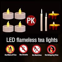 Vista 6 de Velas de té sin llama, paquete de 24 velas LED, realistas y brillantes, parpadeantes, de larga duración, 200 horas para festividades, fiestas