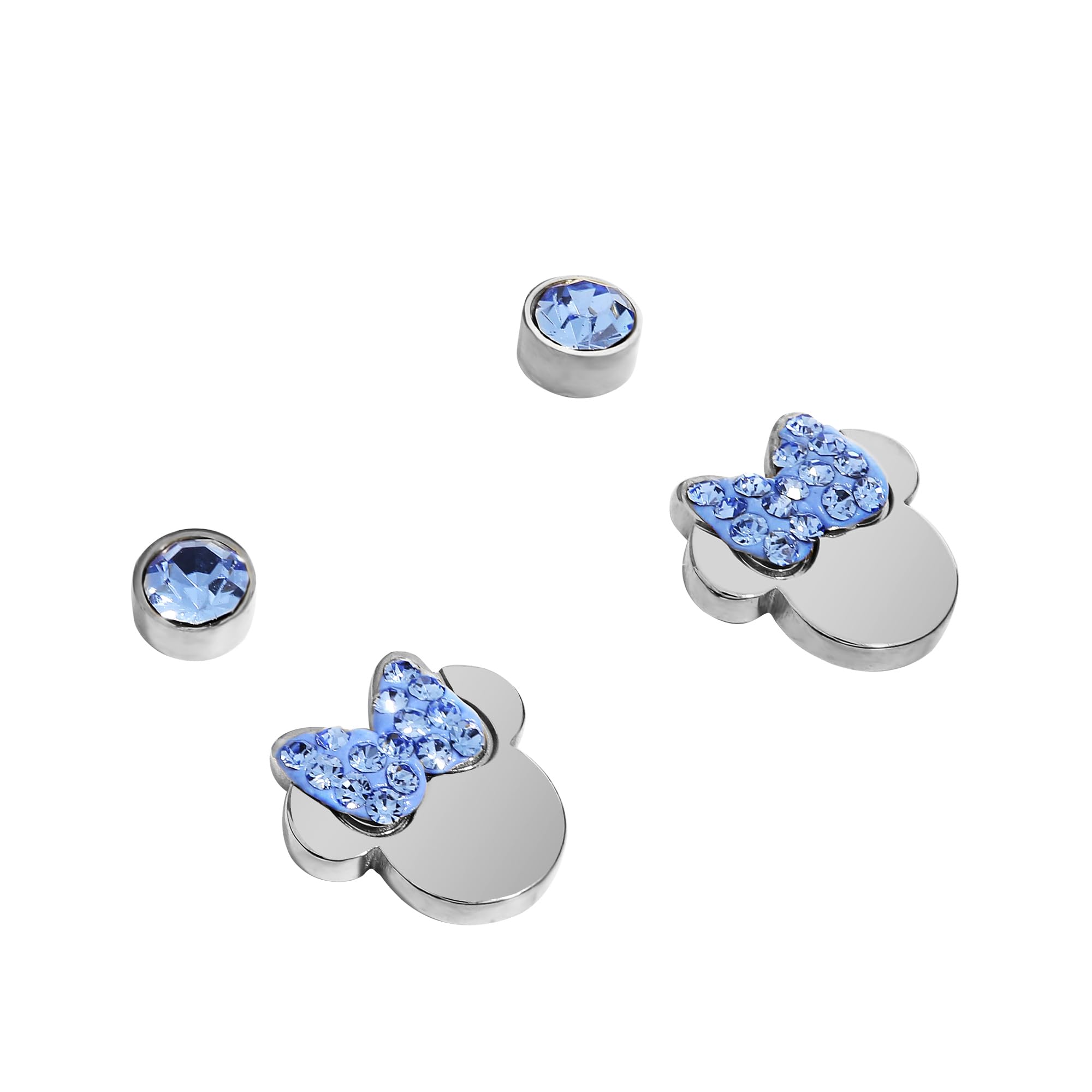 Disney Boucles d'oreilles Minnie pour Fille en Acier Inoxydable et Cristal de Zircone