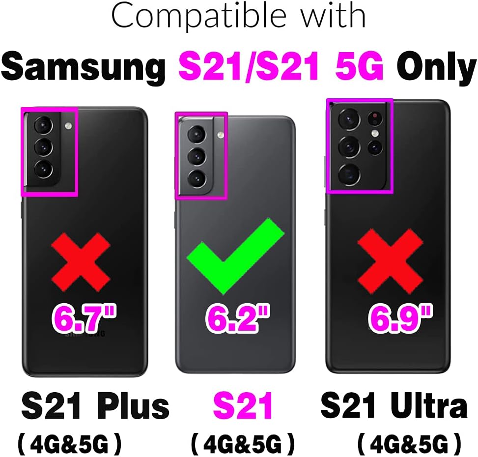 Asuwish Phone Case for Samsung Galaxy S21 5G 6.2 inch Zipper Wallet Magnetic Detachable Cell Cover with Tempered Glass Screen Protector Crossbody Strap Flower Card Holder S 21 21S G5 Women Girls Pink