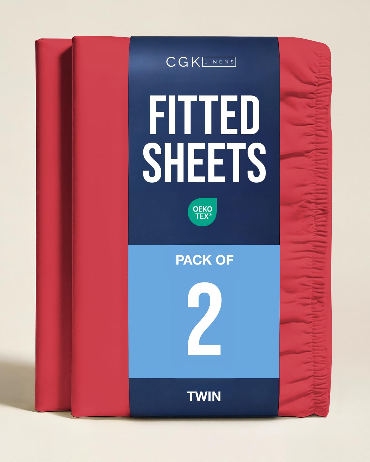 Twin Fitted Sheet - Pack of 2 Single Fitted Bottom Sheet Only - Red