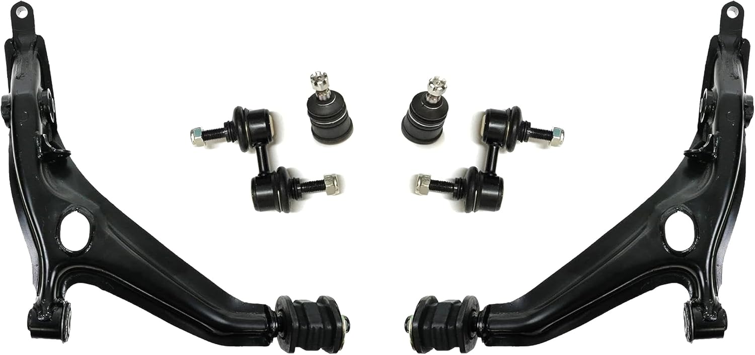 PartsW - 6 Pc Front Lower Control Arms + Lower B Joints + Stabilizer Sway Bar Links, Suspension Kit Fits Honda CR-V 1997-2001//