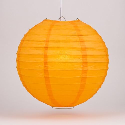 Luna Bazaar Farol de papel decorativo (individual, 10 pulgadas, naranja, acanalado paralelo), linterna de papel redonda, ideal para decoración de