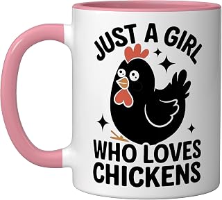 Chicken Just A Girl Who Loves Chickens Ceramic Mug, Pink/White