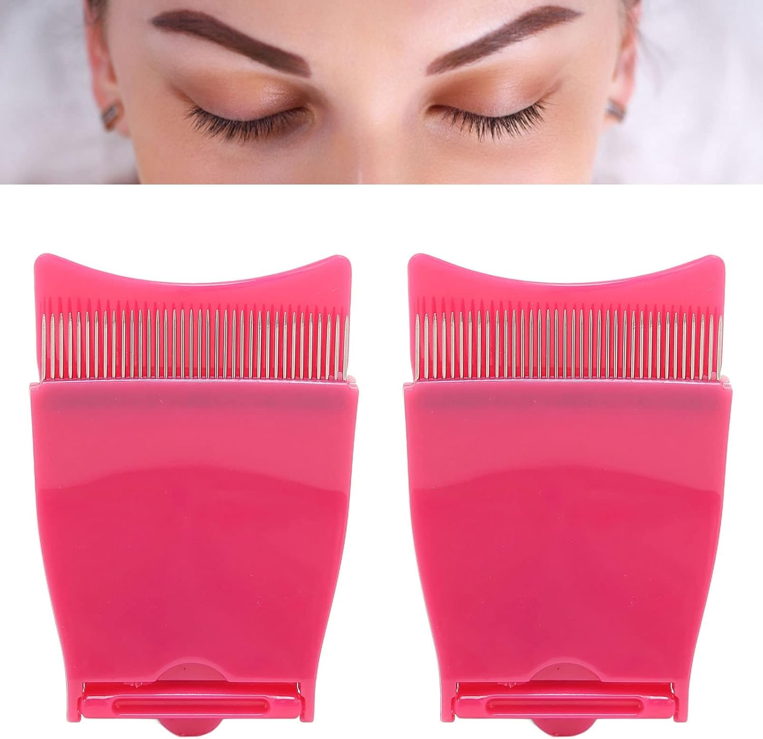 Sonew 2 Pcs Portable Folding Eye Lash Comb, Eyelash Separator for Home Travel and Office, Eyelash Grooming Tool for Eye Beauty