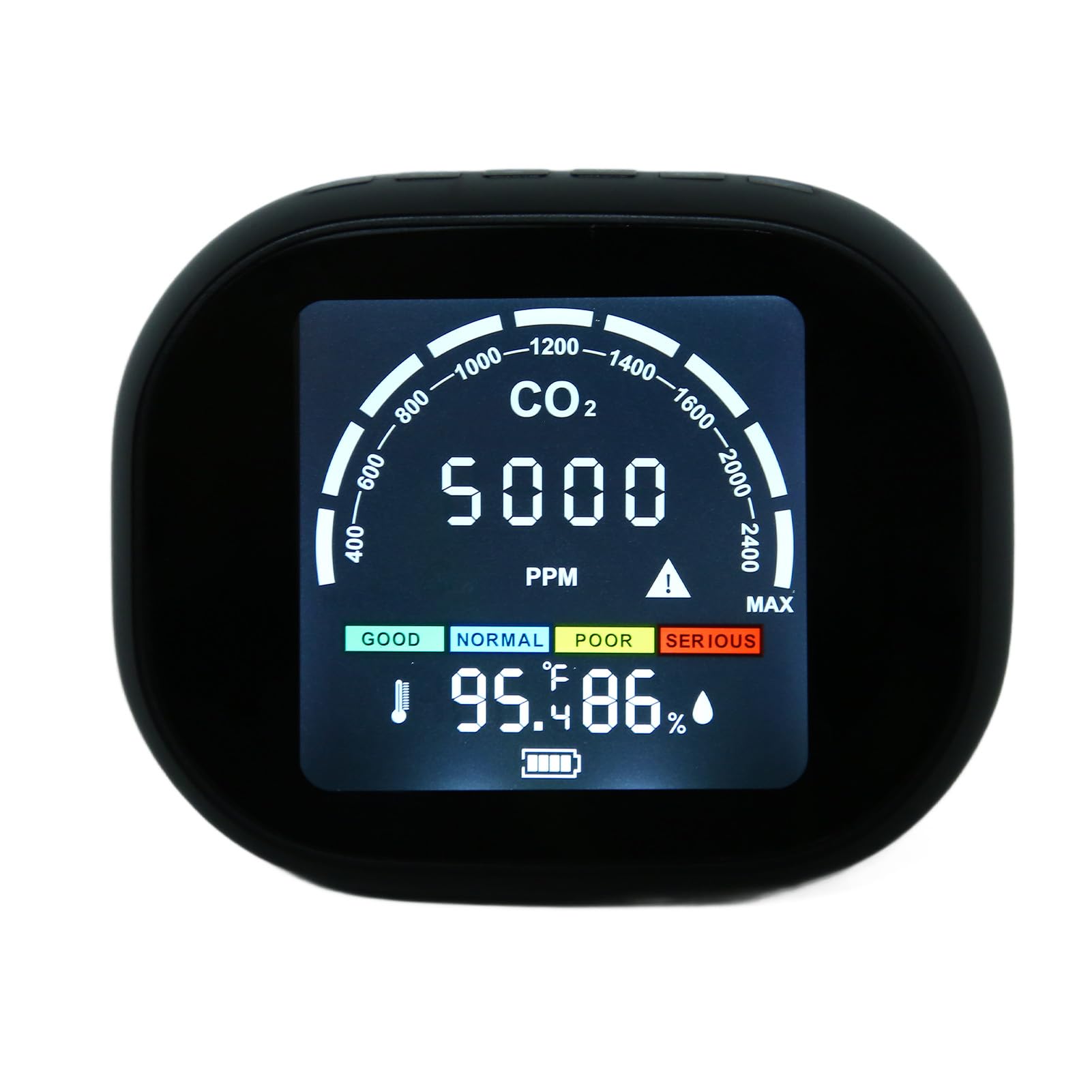 Medidor infrarrojo de CO2 Detector de dióxido de Carbono de Alta precisión Termómetro Higrómetro con función de Alarma Pantalla Grande y Clara para el hogar Oficina Monitoreo de