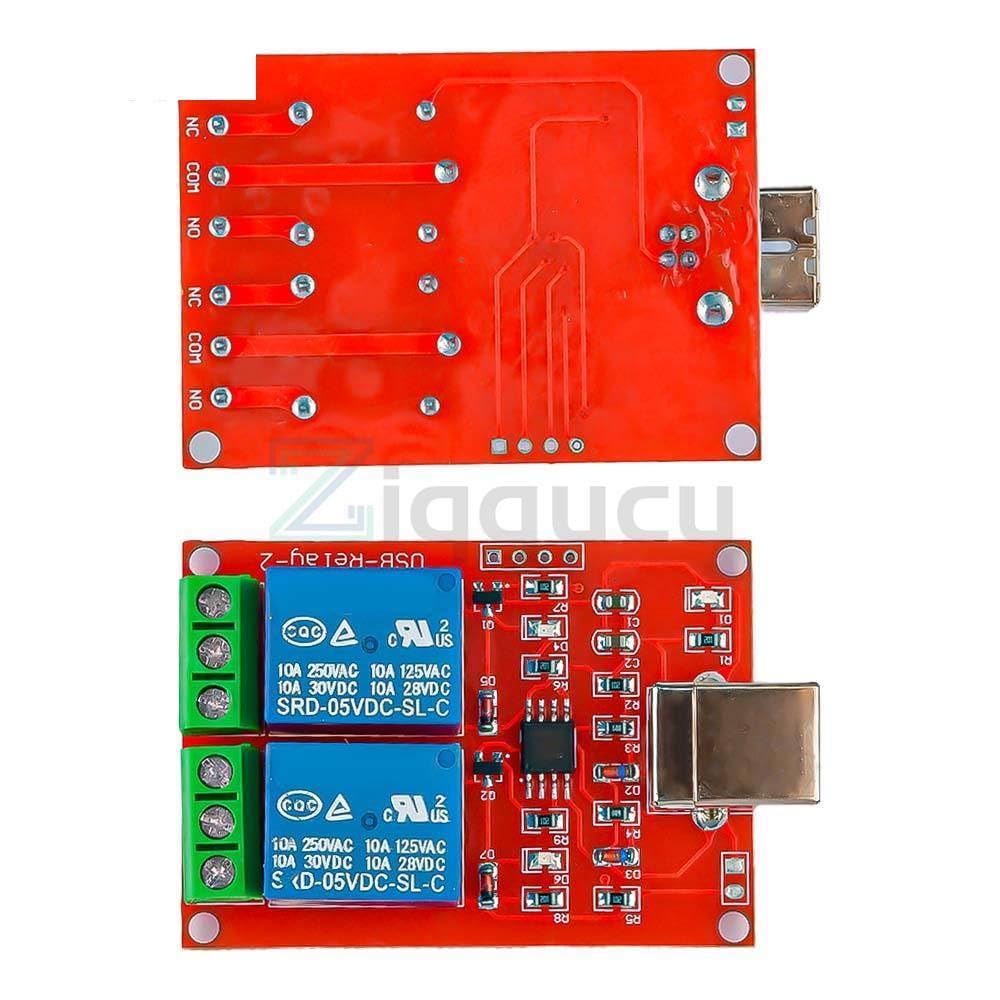 USB Relay 2 Channel Programmable Computer Control Power Supply Module for Smart Home Controller Board DC 5V 250V 10A