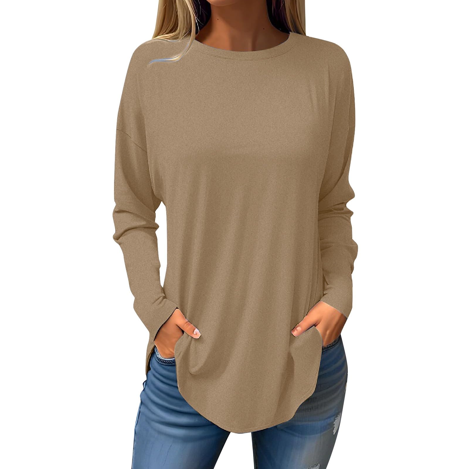 Women's Fall Tunic Top Long Sleeve Plus Size Tunic Tops Casual Swing Dressy Blouses 2024 Fall Trendy Clothes