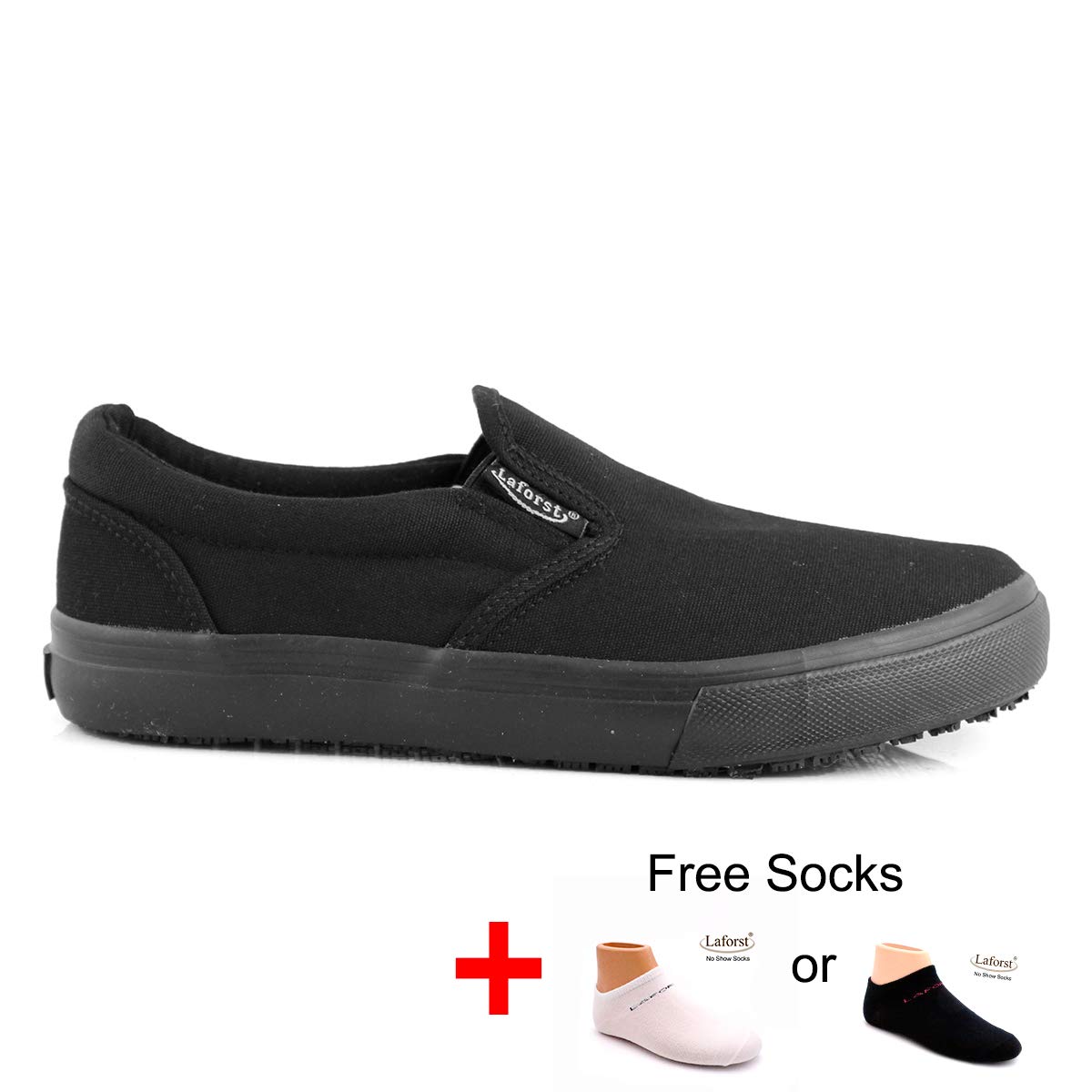 Laforst Sandy 3319 Womens Sunbrella Slip Resistant Server Slip On Flat Black 7.5