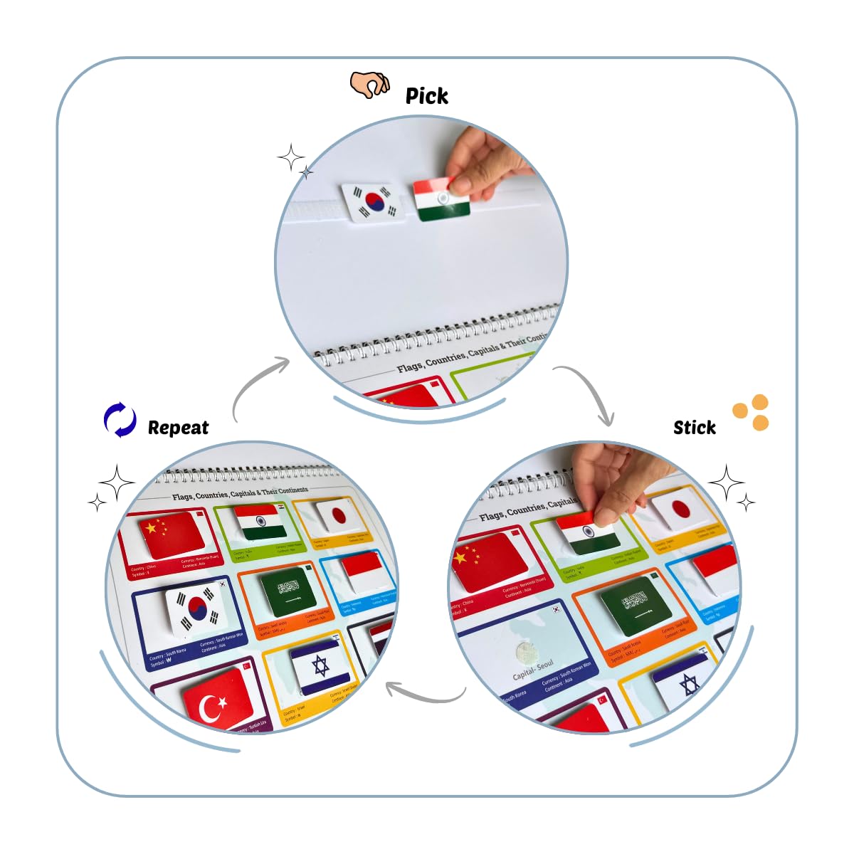 Little Minds at Work Flags, Countries, Capitals, and Continents Activity Binder for Kids 4+ Years - Educational Geography Activity Kit for Kids, ... Busy Binder | Busy Book | Quite Book | 3