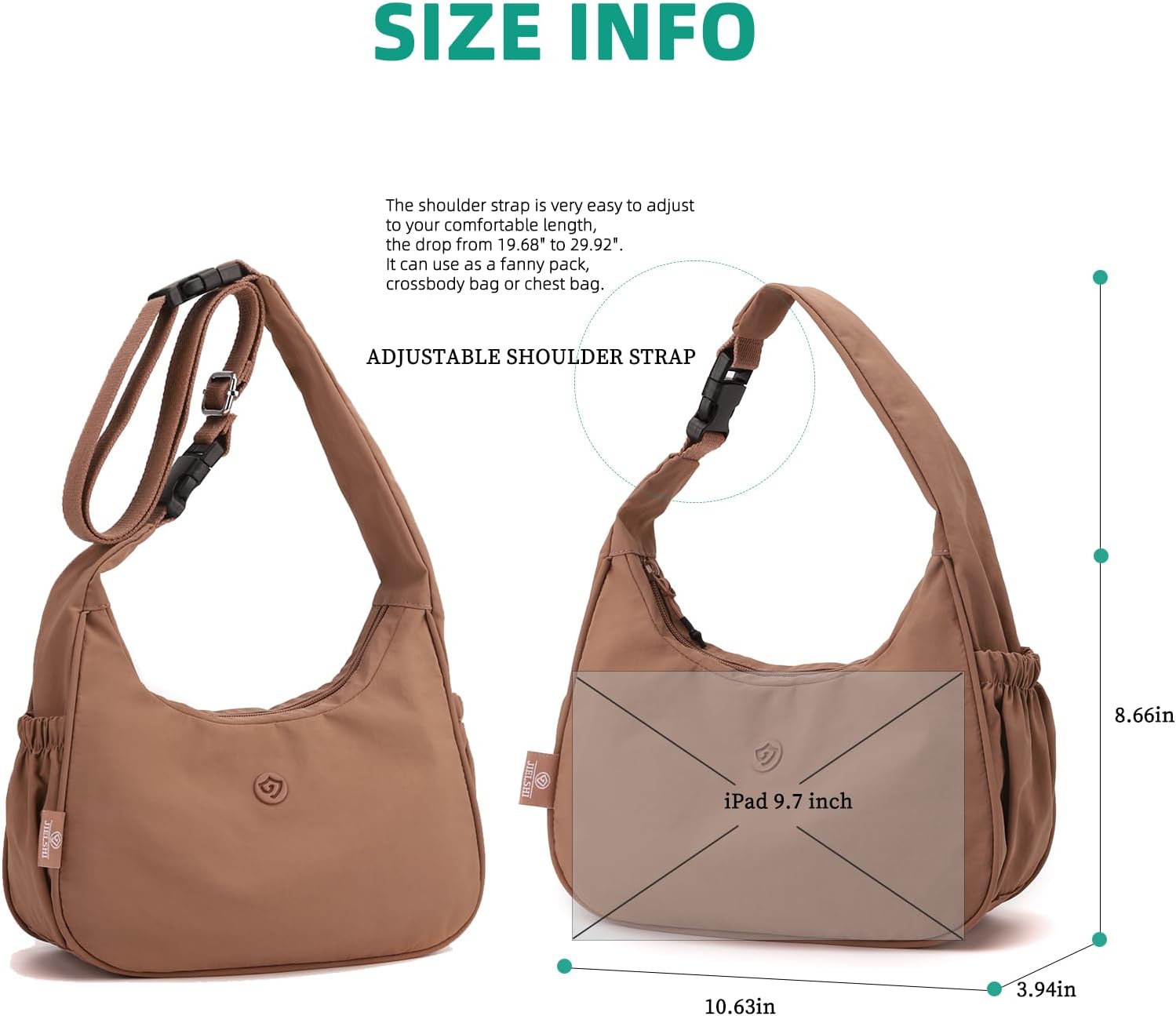 JANKS Large Crossbody Bag for Women Fabric Nylon Casual Commuter Trendy Fashion Hobo Shoulder Ladies Travel Handbag - Image 2