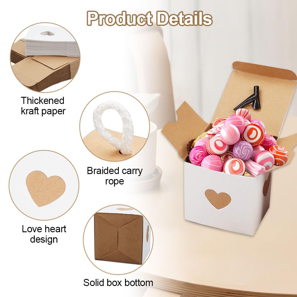 CHRI 50 Stück Kleine Geschenkboxen – 5x5x5 Cm, Kraftpapier Mit Juteschnur, Für DIY & Feiern