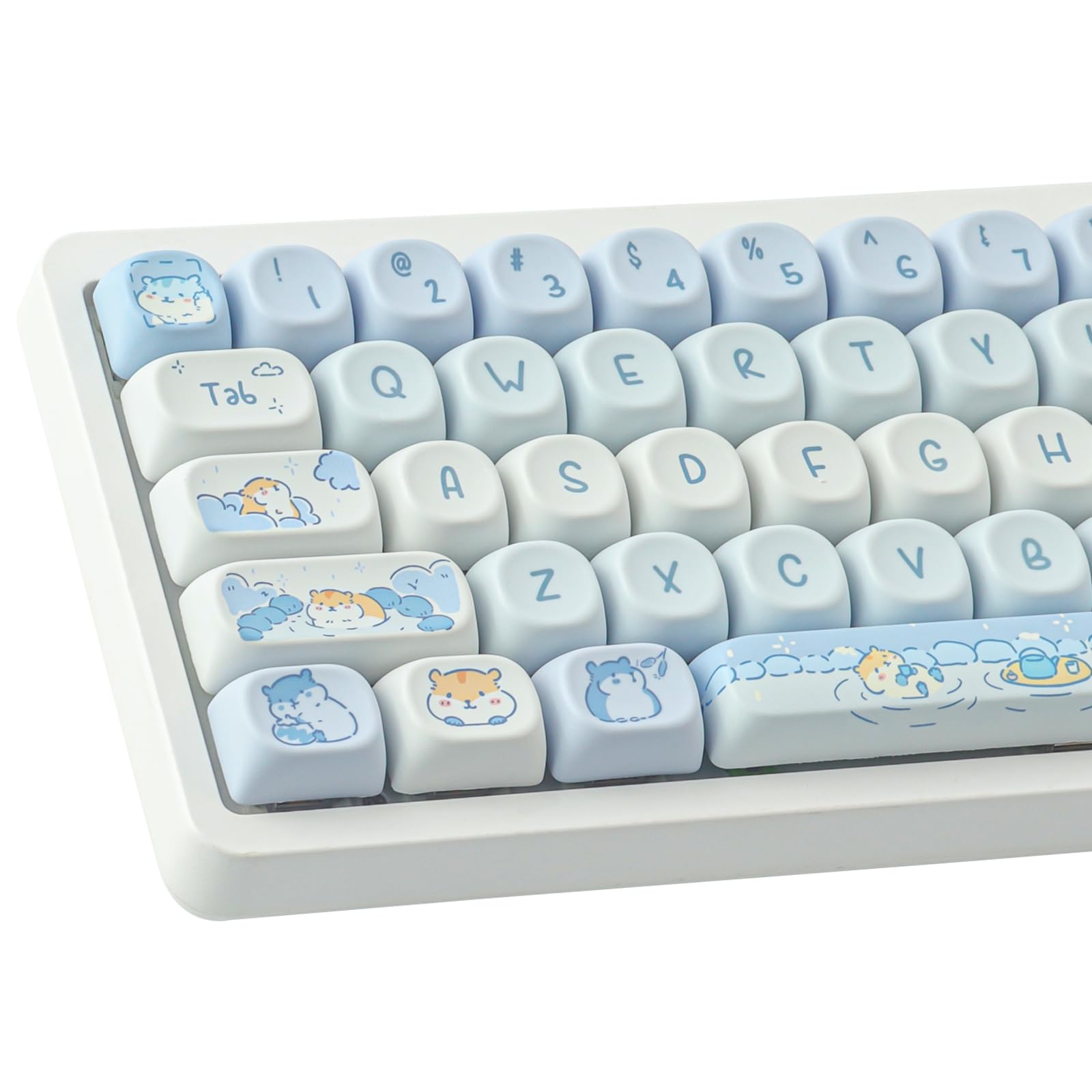 SunzitMOA Profile keycaps, 132 Keys Cute Blue PBT Keycaps Dye-Sublimation, Custom Keyboard Keycaps Set for US Layout Cherry MX Mechanical Gaming Keyboard