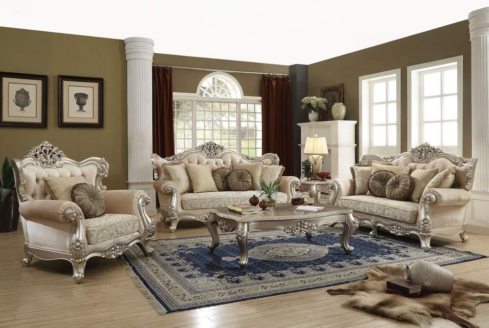 Amazon.com: Acme Furniture Marble Top Coffee Table with Wood Legs