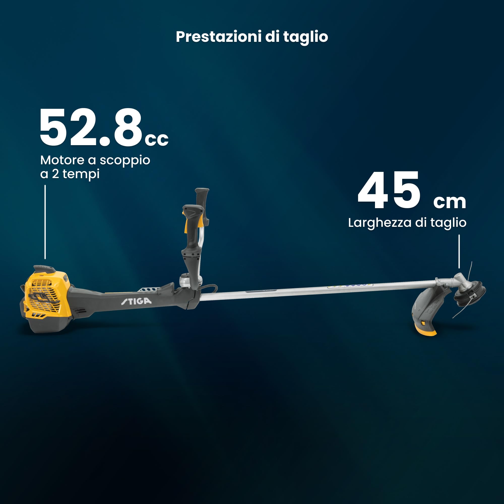 STIGA BC 760 B Decespugliatore A Scoppio, 52,8 cc, 45 cm – Display Digitale, Lama 3 Punte – Per Erba Alta