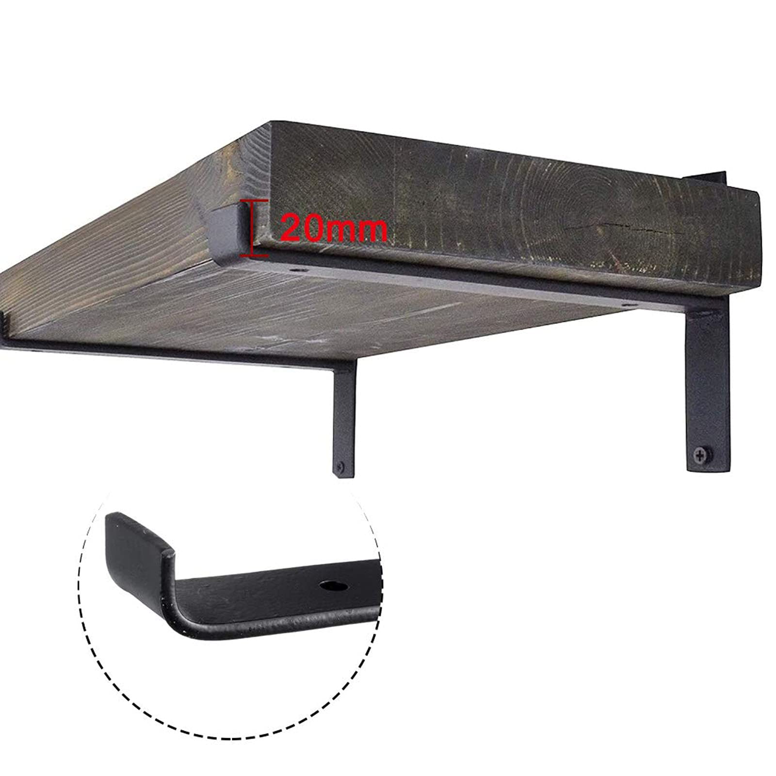 Confezione da 2 staffe for carichi Pesanti, in Ferro for mensole, angolari montate a Parete, Nere, 7,9 Pollici,8, 11(30cm(11.8in))