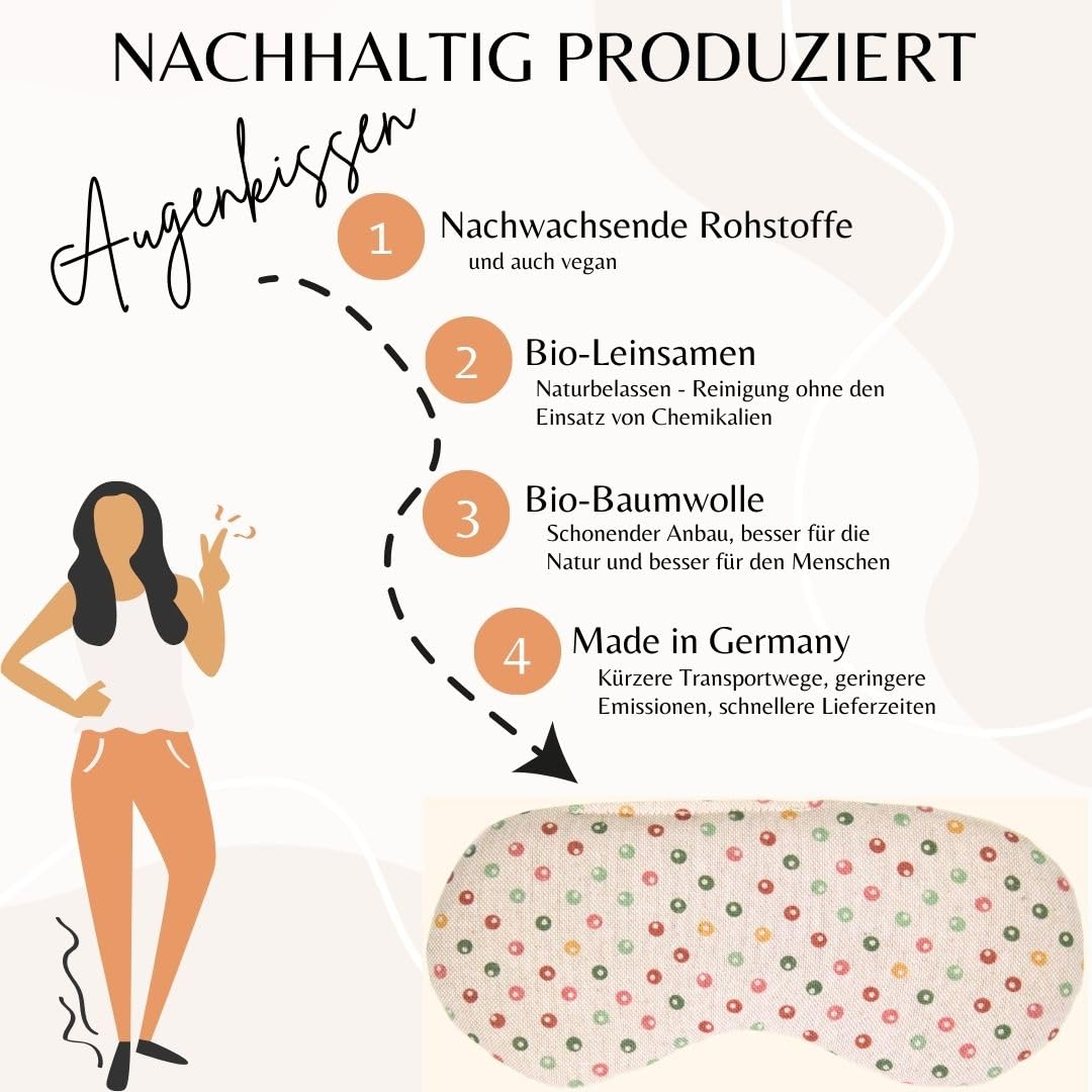 Bio-Bio Augenkissen Augentrost & Leinsamen "Punkte" zur Entspannung, zum Kühlen, erwärmen oder für Yoga