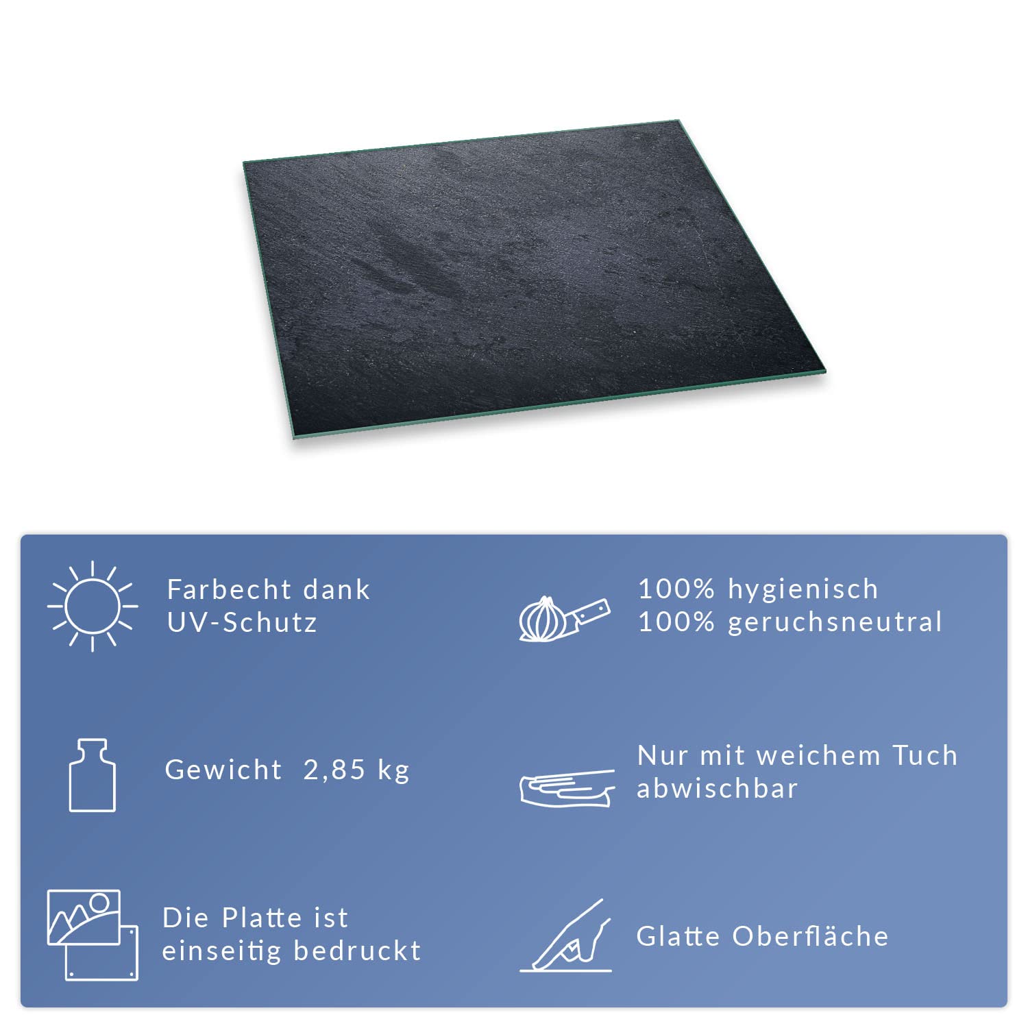 Herdabdeckplatte Abdeckung 60x52 Ceranfeld Abdeckplatte Schneidebrett 80x52 Granit Dunkelblau Grau Spritzschutz Glasplatte Ceranfeldabdeckung Schutz Herdschutz Sicherheitsglas Glasschneidebrett