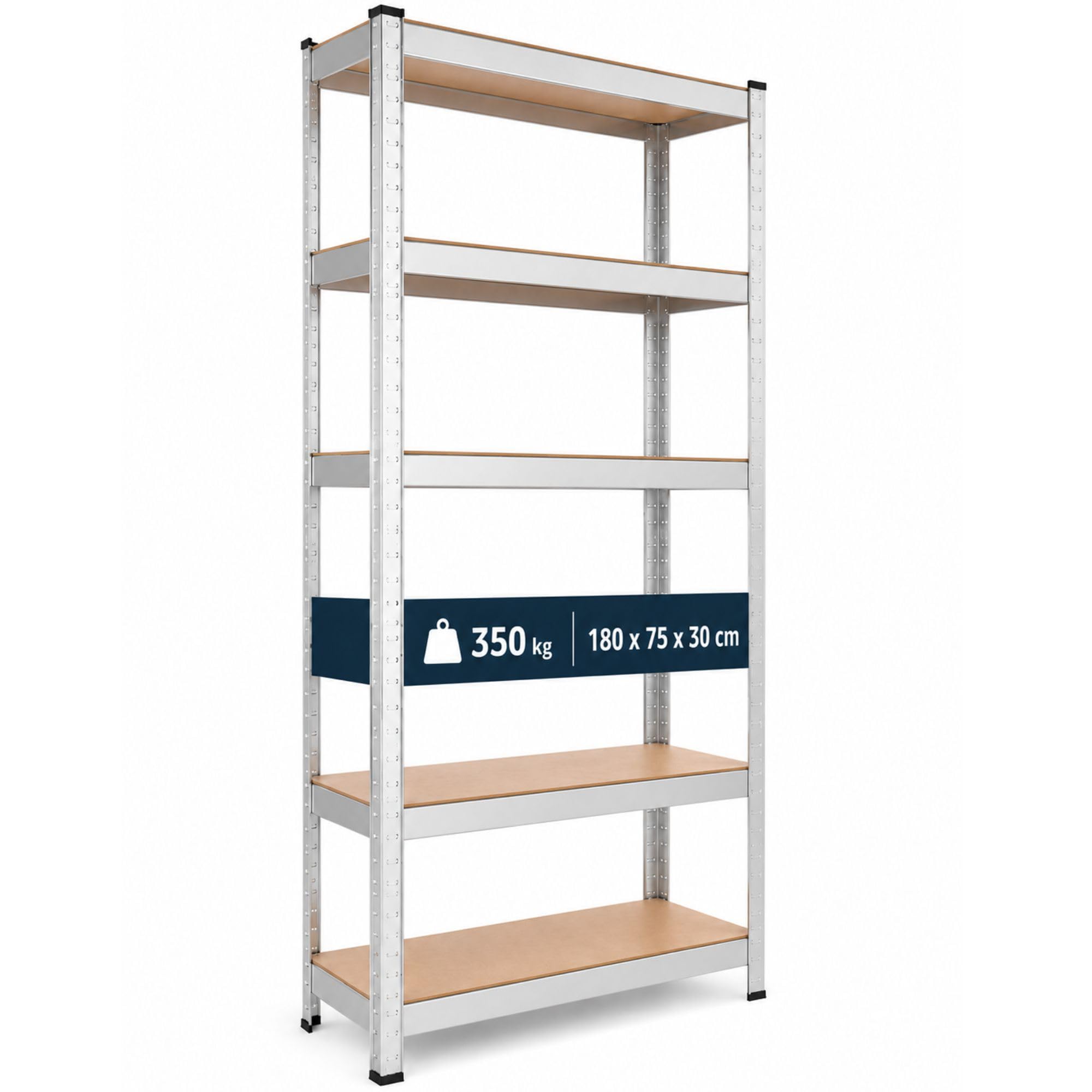 Arebos Regał wtykowy do dużych obciążeń, regał do piwnicy/metalowy/75 x 30 x 180 cm/nośność 350 kg/łatwy montaż dzięki systemowi wtykowemu i bez śrub