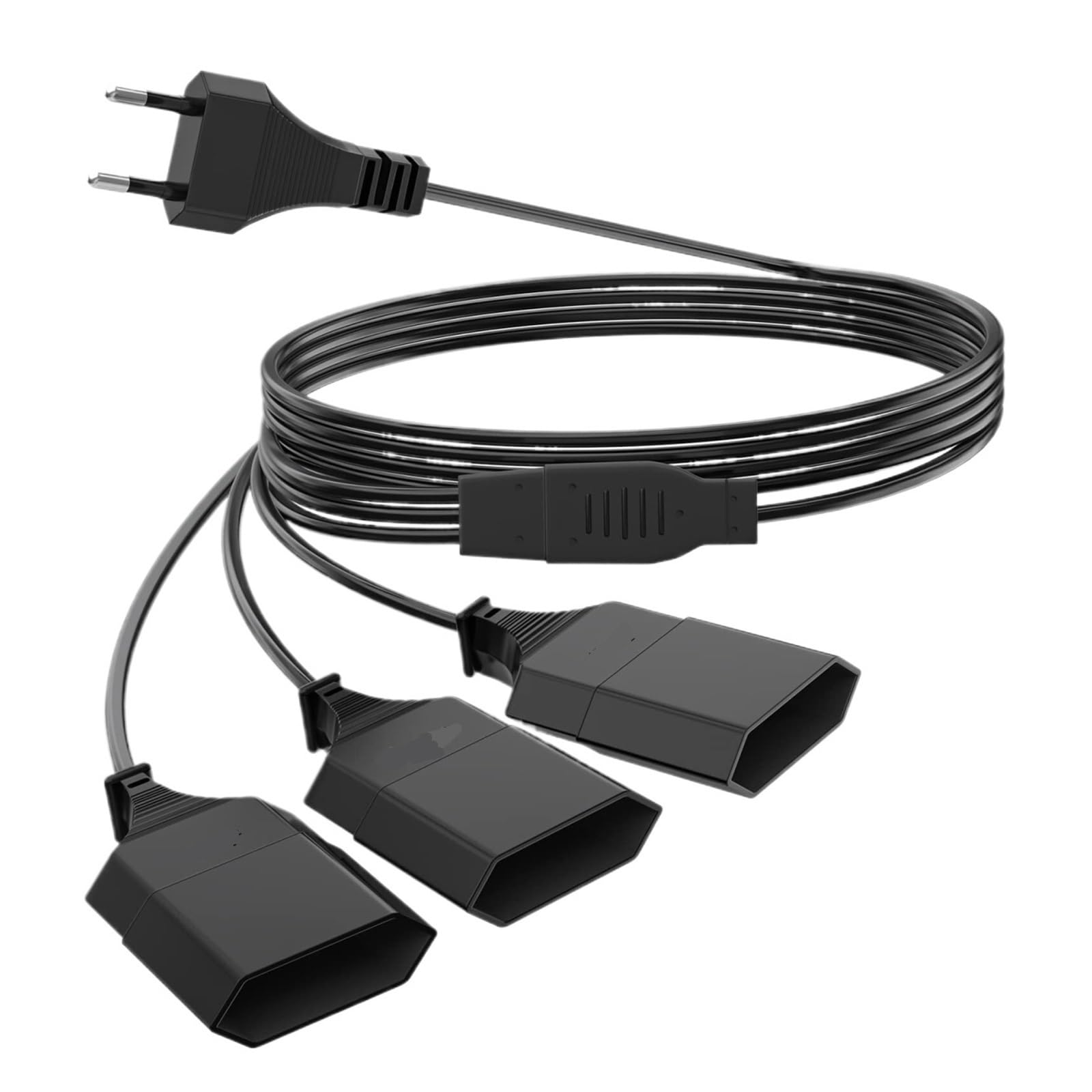 Cable de extensión de alimentación tipo enchufe europeo macho a hembra de 2 clavijas blanco