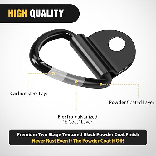 Miniatura 3 de Nilight Paquete de 10 anclajes de amarre de acero resistente con anillo en V para carga en camiones, camionetas, remolques, almacén, barco