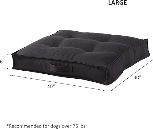Miniatura 7 de Happy Hounds Milo - Cama acolchada cuadrada para perro, color negro, grande (40 x 40 pulgadas), 40 pulgadas de largo x 40 pulgadas de ancho x 6