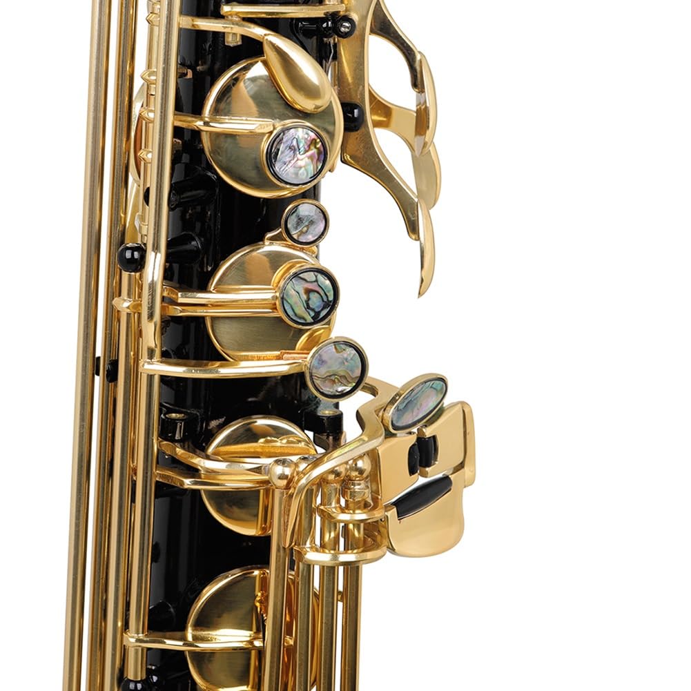 Saxofón alto en mi bemol Kit de saxofón de latón en mi bemol, accesorios completos, sonido profesional, llaves de concha de abulón, ideal for todos los músicos, incluye estuche rígido, correa, guantes