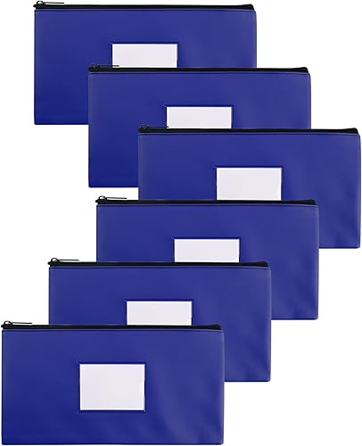 Miniatura 12 de Paquete de 6 bolsas de dinero con cremallera para dinero en efectivo, 11.25 x 6.25 pulgadas, color negro, bolsas de depósito bancario