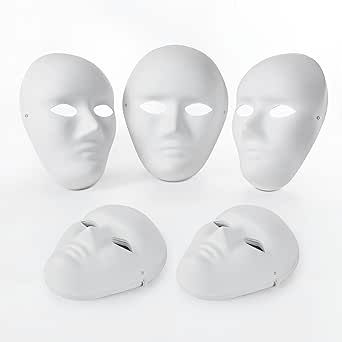 10 Packs DIY Full Face Masks White Masquerade Masks Paintable Paper Mask for Mardi Gras, Cos-play, Halloween Party