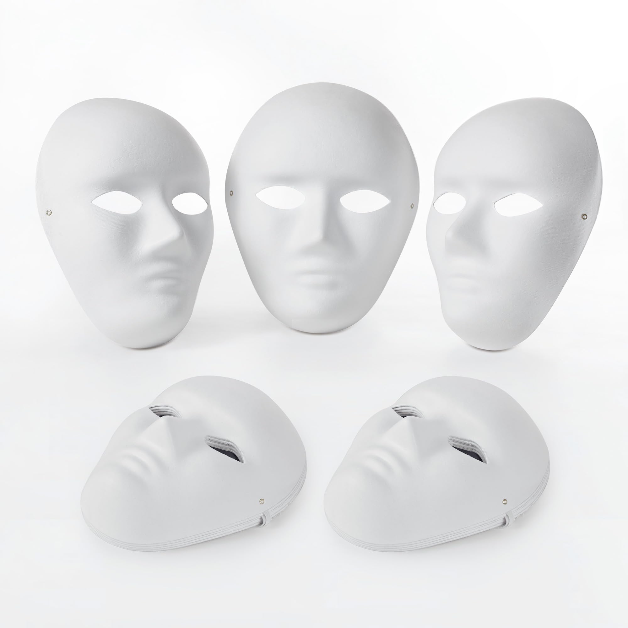 K-Musculo OVISEEN 10 białych masek papierowych do malowania, do samodzielnego malowania, białe maski maskaradowe, do malowania, na karnawał, Cosplay, Halloween, imprezę (20 x 10 cm)