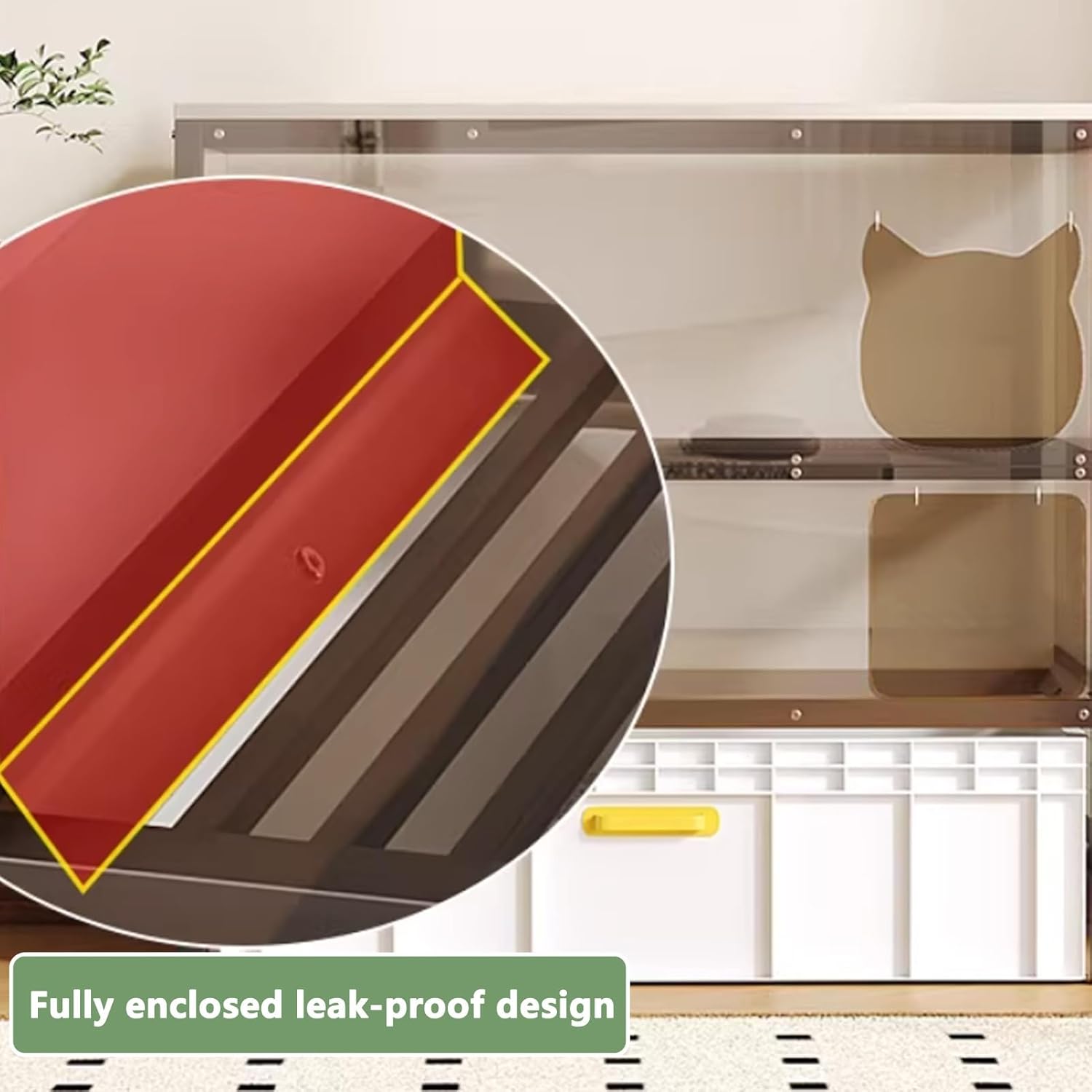 Cat Litter Box Enclosure Furniture Hidden, Hidden Double Enclosed Litter Box Furniture with Includes a Litters Boxs, Cat Washroom Cabinet for Indoor and Outdoor Use(Black+Pink,66cm/25.9in)