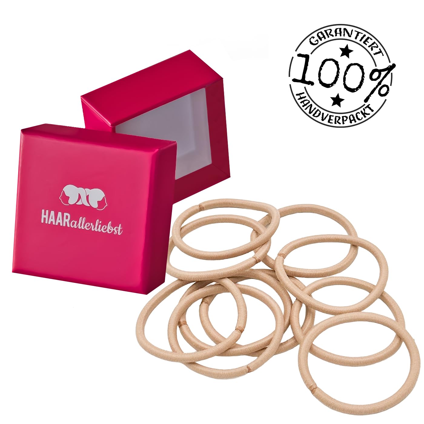 HAARallerliebst Thick Hair Bobbles (Pack of 10) Beige 4.5 mm for Blonde Hair Including Storage Box (4.5 mm, Beige; Box Colour: Pink) - Image 4