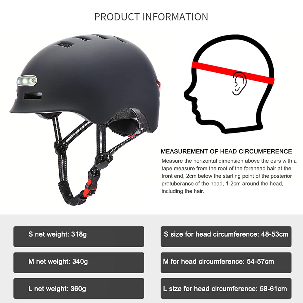 Starnearby Casque de Vélo vec Lumière LED pour Adultes Hommes Femmes Clignotant Casque pour Trottinette électrique Casque pour Roller, Scooter, Hoverbaord, Skateboard, Skate, Vélo