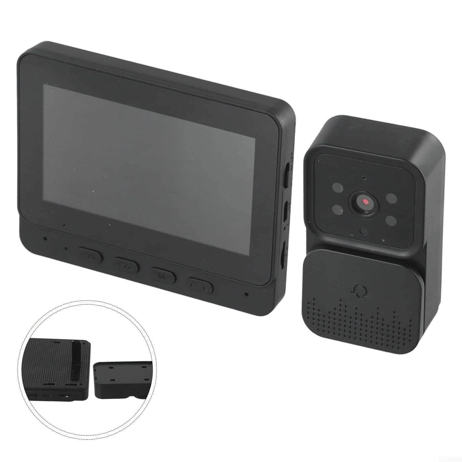 ZYNCUE Sonnette vidéo sans fil avec écran de 4,3", caméra de sécurité, interphone bidirectionnel, vision nocturne, pas de WiFi nécessaire, stockage extensible de carte TF, longue durée de vie de la
