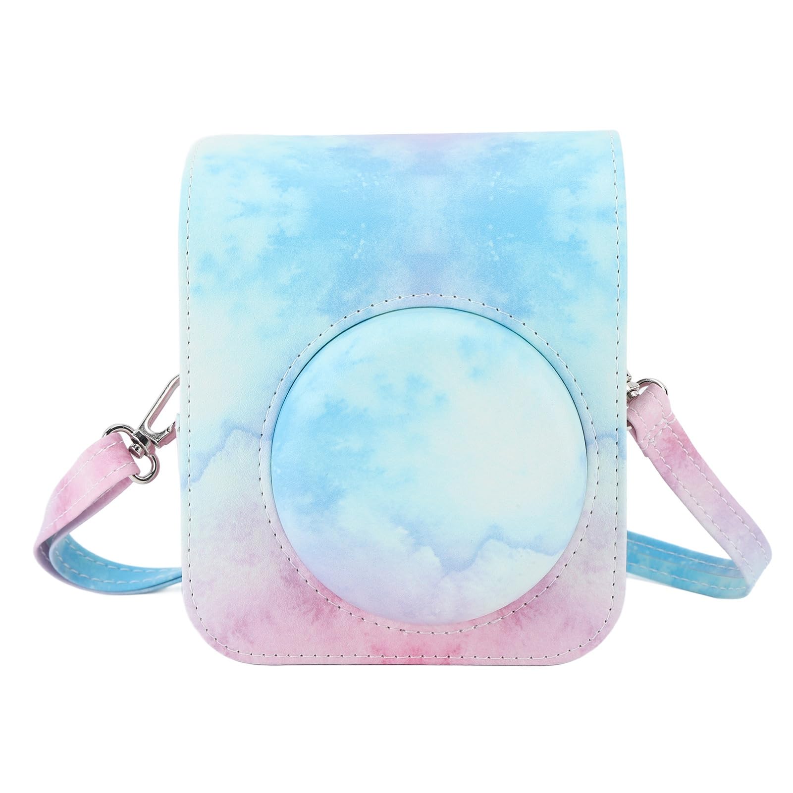 Gugxiom Instant Camera Case for Mini 12, PU Leather Protective Travel Case, Camera Carrying Case with Adjustable Shoulder Strap (Blue &)