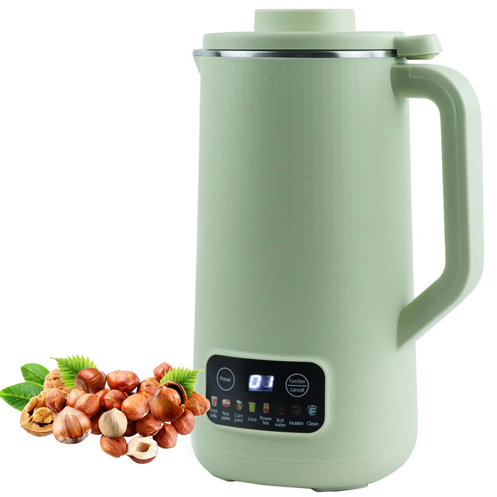 Sojamilchbereiter, 800 ml automatische Nussmilchmaschine mit 10 Klingen, intelligente Kalt- und Heißeinstellungen für Sojabohnen, Hafer, Brei, Saft und Mais – Vielseitiges Küchengerät