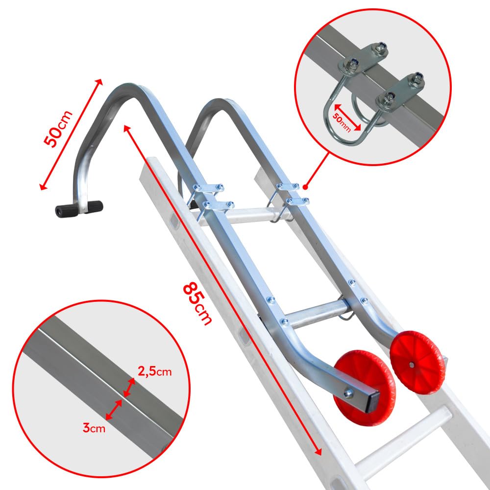 Crochets de faîtage pour échelles - Adaptateur de Toit pour Échelle - Alliage d'aluminium - 150kg max