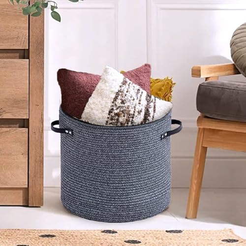 WAYIDEAL Cotton rope Storage Basket with Zipper cover & Woven