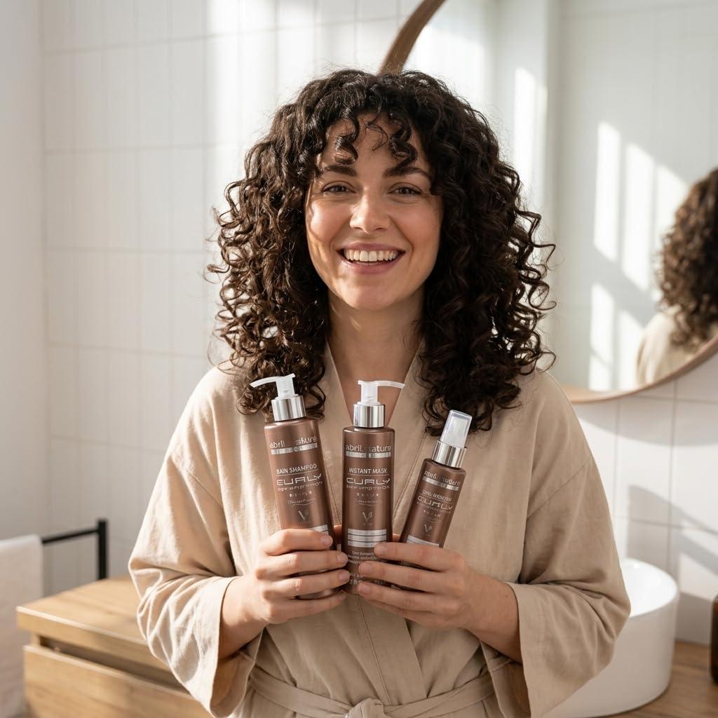abril et nature - Sérum profesional para cabello rizado y ondulado Curly Definition - Fija y define los rizos con resultados de larga duración - Repara los daños y recupera la hidratación - 100ml
