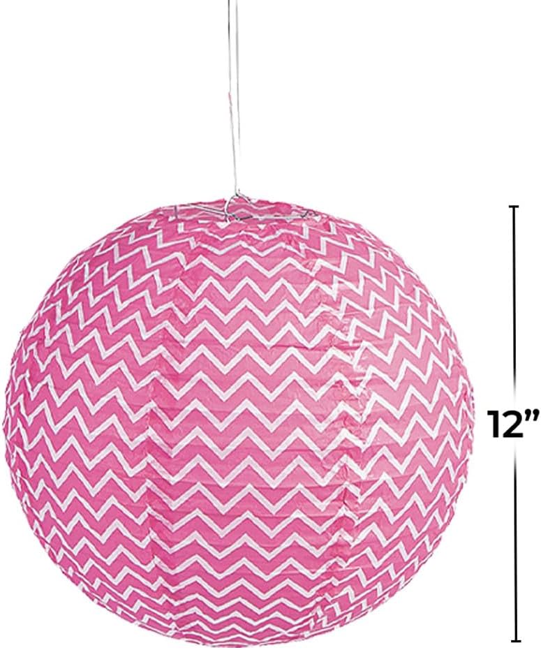 Fun Express Pink Chevron Lanterns for Easter – Vibrant Hanging Party Decor for Easter Celebrations Spring Events Photo Booths & More – Perfect for Decorating Tables Ceilings and Spaces – 6 Pieces