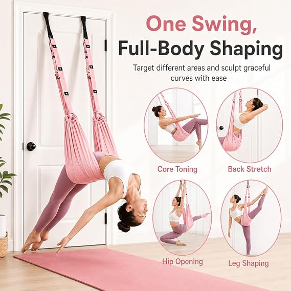 Yoga Swing, Adjustable Yoga Strap, Fitness Stretching Strap, Dance Lower Waist Training, Gym Equipment for Rehab, Pilates Ballet, Muscle Exercise, Splits and Gymnastics, Purple