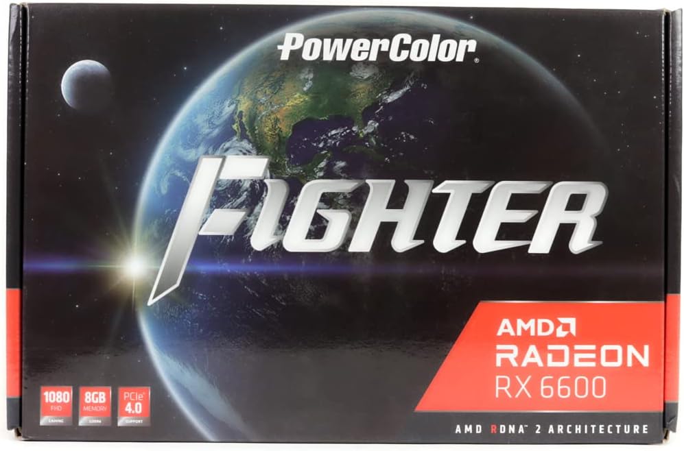 PowerColor Fighter AMD Radeon RX 6600 Graphics Card with 8GB GDDR6 Memory (Renewed)