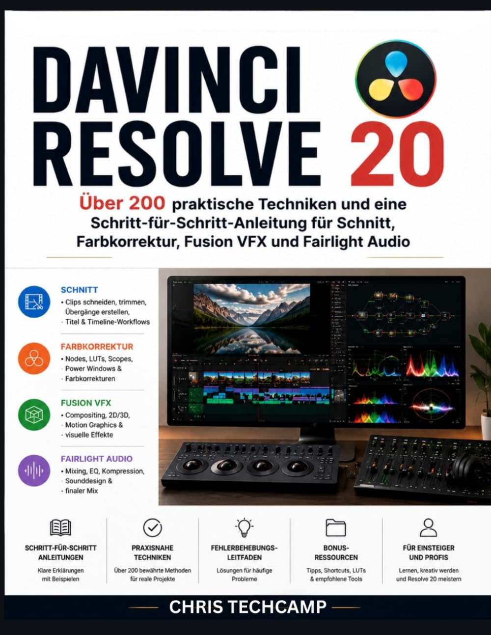 DAVINCI RESOLVE 20: Über 200 praktische Techniken und eine Schritt-für-Schritt-Anleitung für Schnitt, Farbkorrektur, Fusion VFX und Fairlight Audio