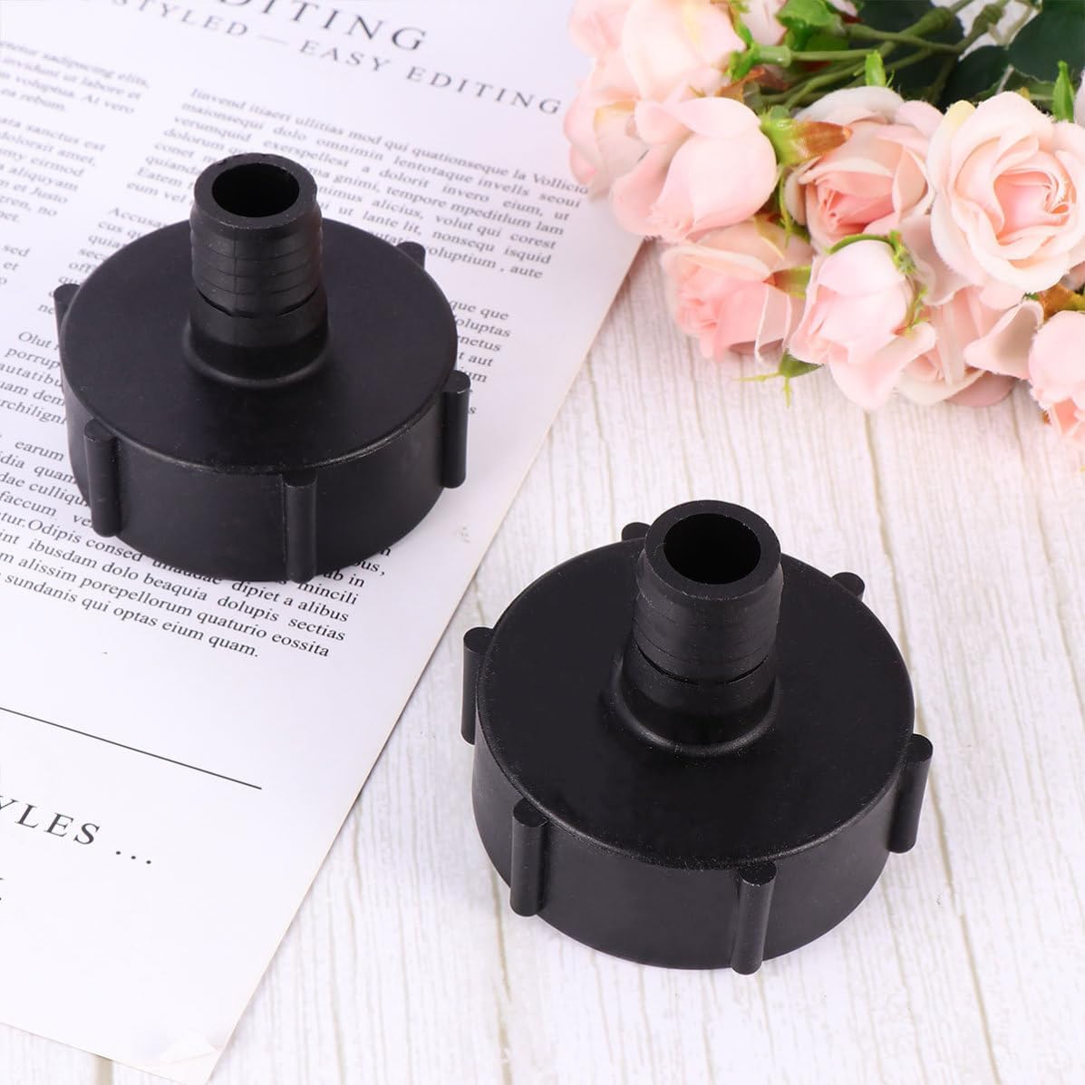 IBC Hose Connector and Quick Connect Adapter 2pcs 55mm Coarse Thread Pp Valve Acid and Alkali Resistant Hose Fitting Ton Barrel Water Tanks