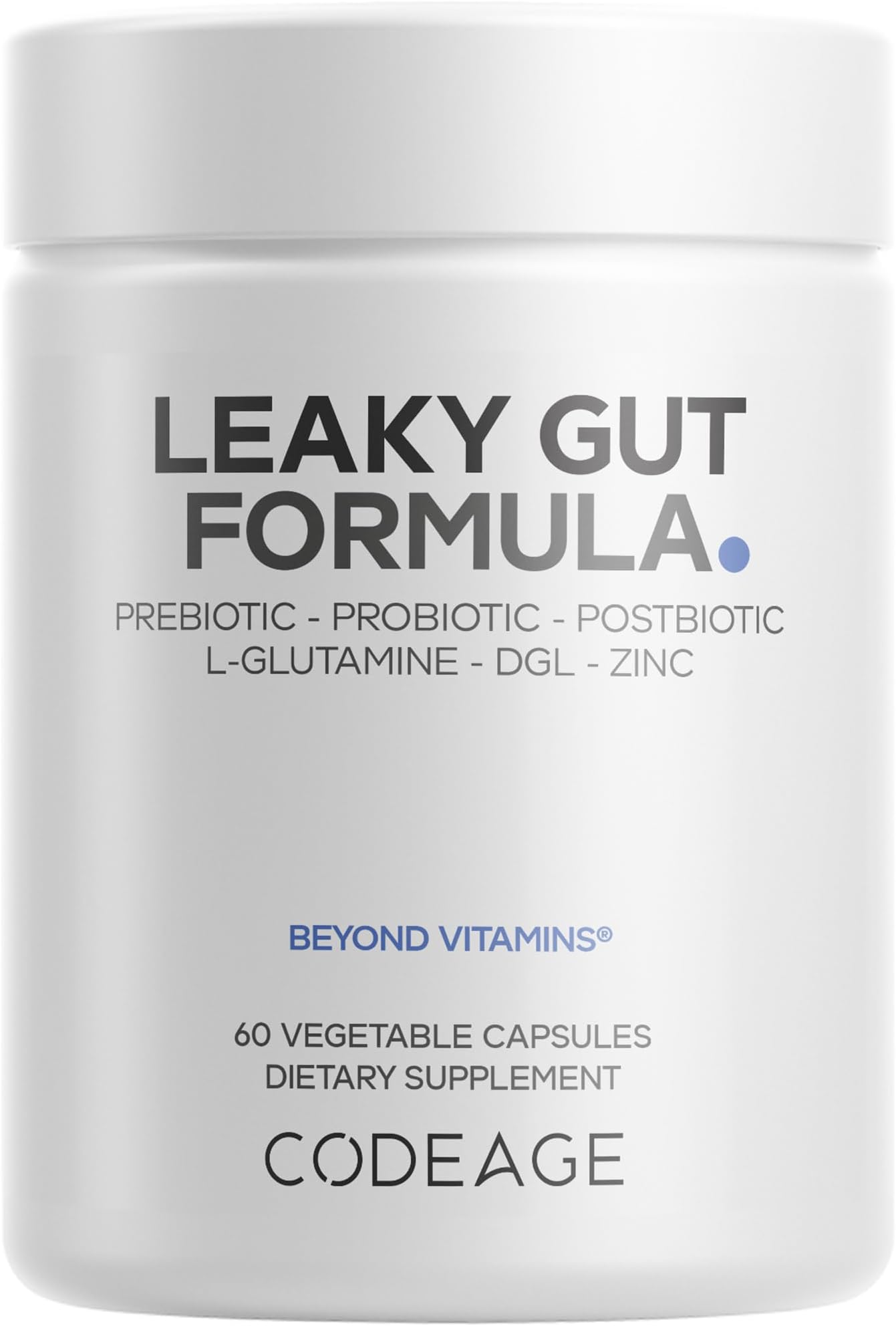Leaky Gut Supplement, L-Glutamine, N-Acetylglucosamine, Probiotic, Butyric Acid, Polyphenols, Quercetin, DGL, Marshmallow Root, Berberine, BioPerine, Cinnamon, Vegan, Non-GMO, 60 Capsules