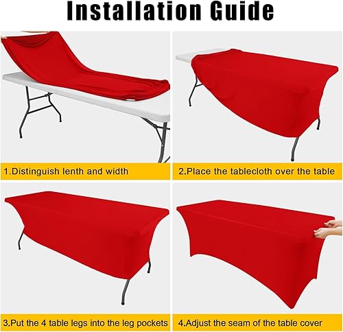 Miniatura 220 de Smiry Paquete de 2 manteles de elastano de 6 pies, elásticos ajustables, lavables y sin arrugas, rectangulares para mesa de patio, para exteriores,