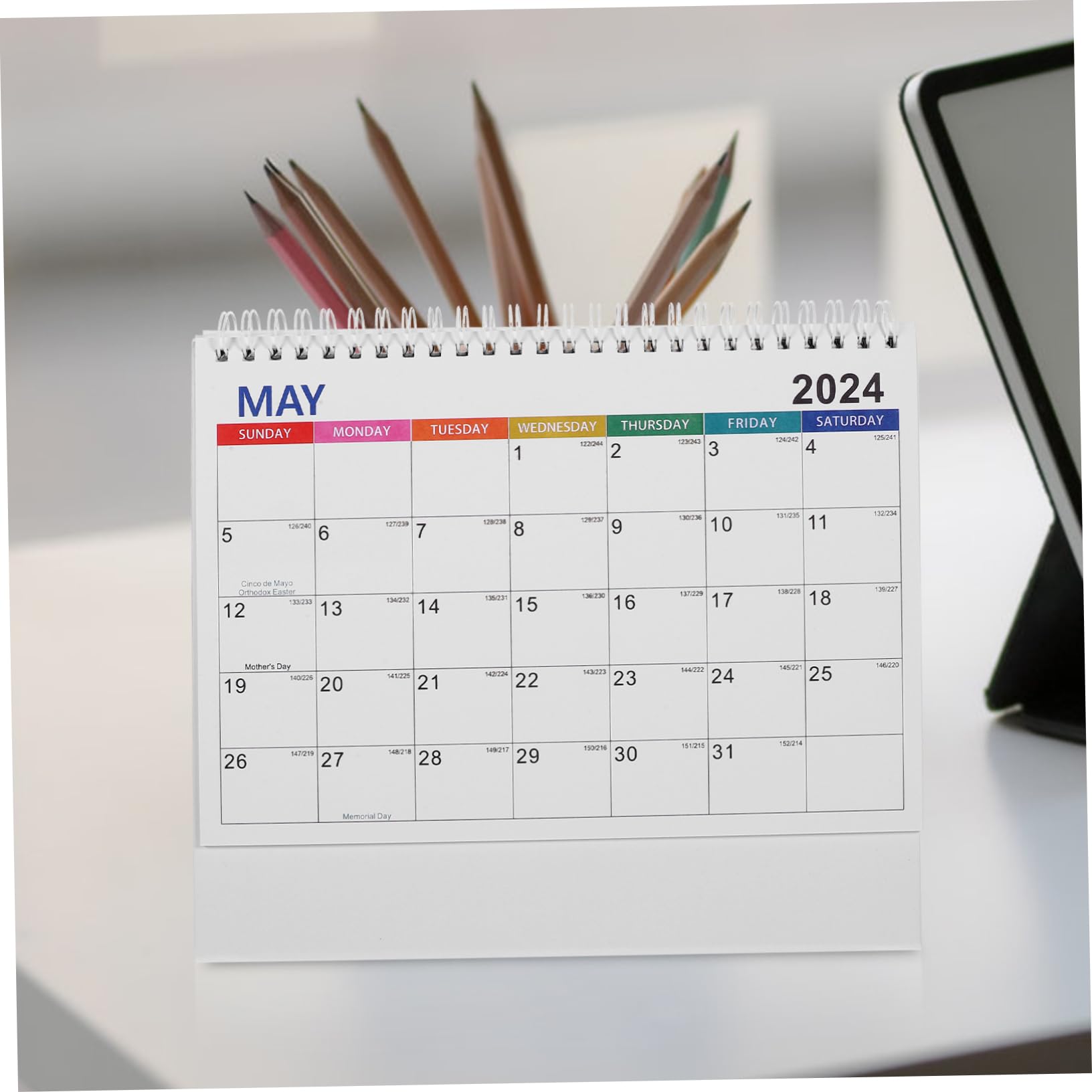 Lurrose 5stücke Tischkalender Englisch Kreativer Spiral-kalender Für Büro Und Zuhause Dekorativer Schreibtischkalender Für Countdown Von