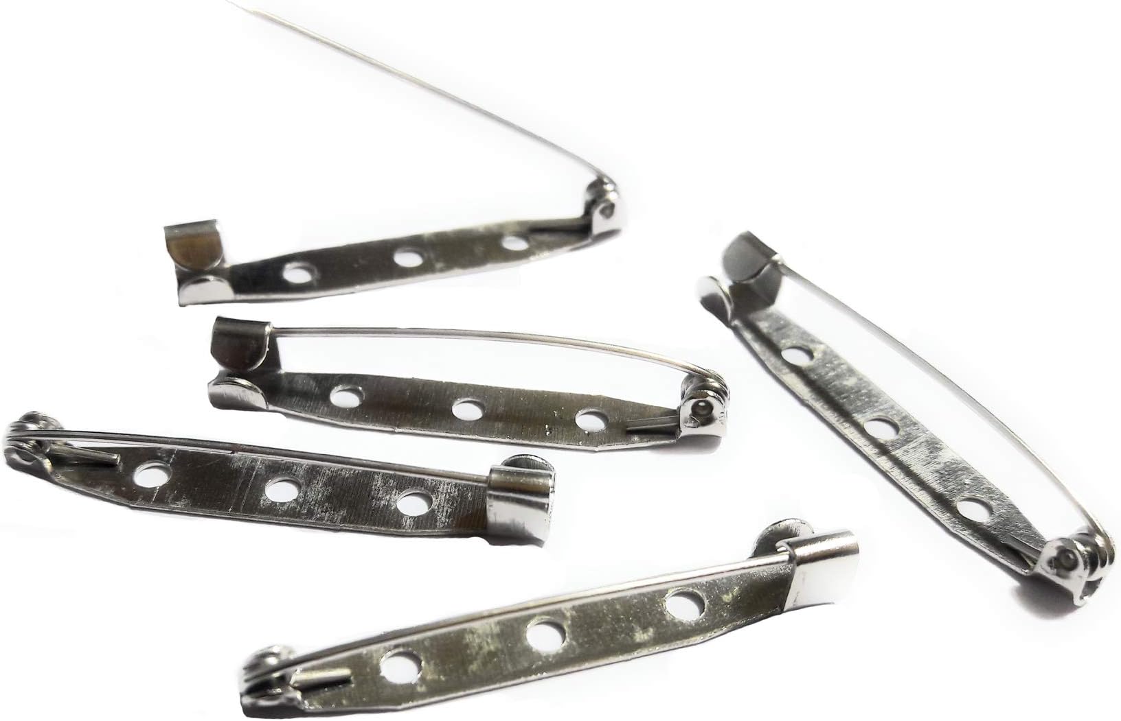 KALPDRUMKalpdrum 25 Pieces of Brooch Pin Back Base Safety Pins with 3 Holes 38 mm Connectors Hoops Clasps Metal Jewellery Findings Accessories