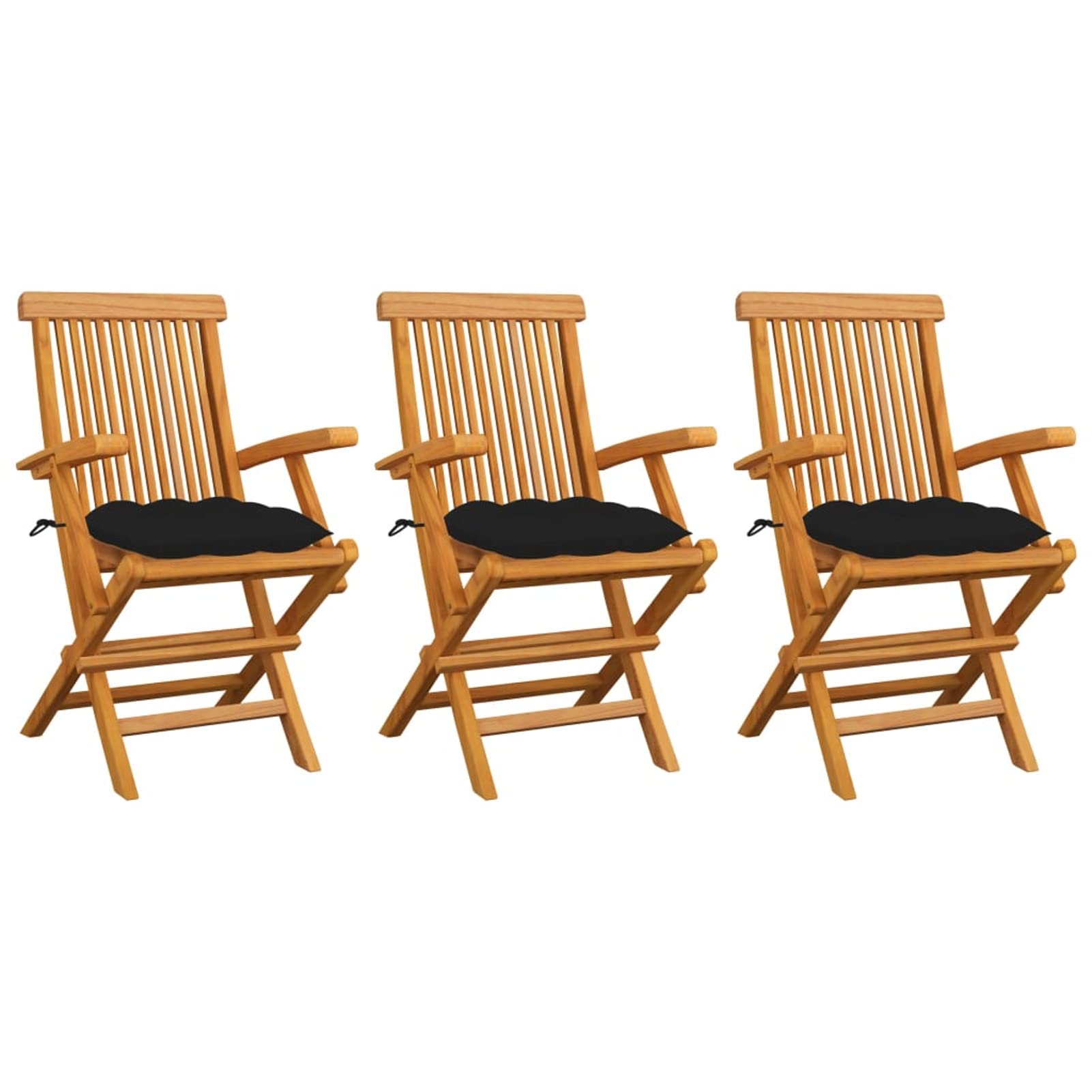 Chaise de jardin en teck pliable et résistante aux intempéries avec coussins
